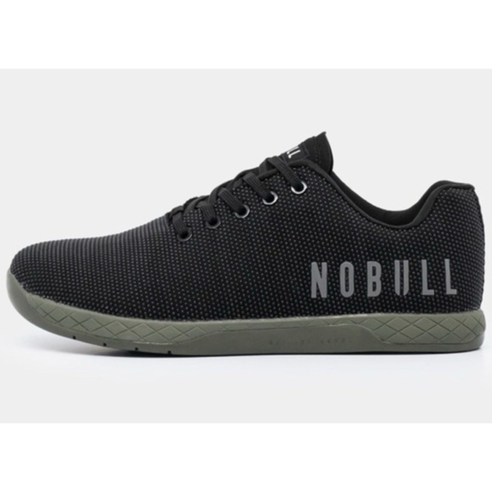 NOBULL Black Knit Trainer with Olive Sole